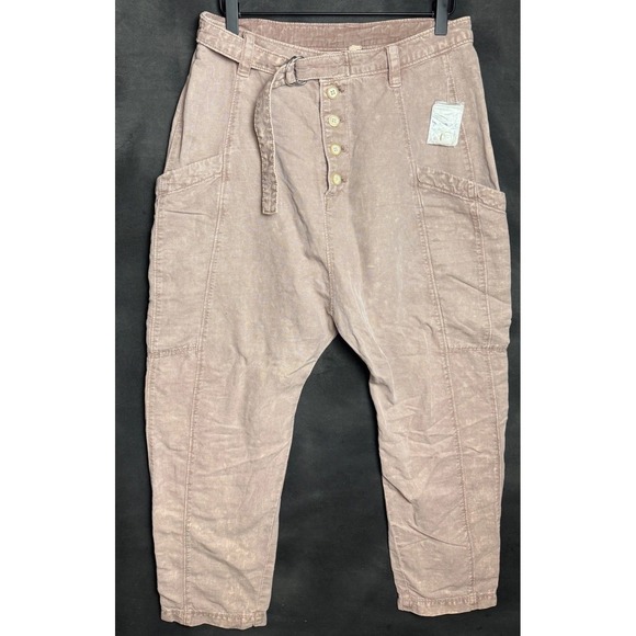 Free People Other - Free People Kyoto Cargo Pants 4 Boho Harem Tapered Belted UTILITARIAN NWT
